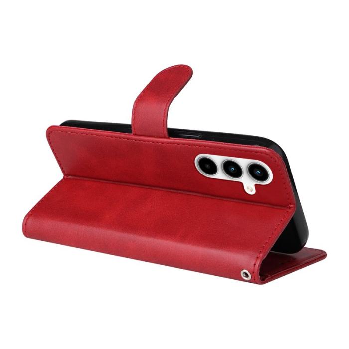 OEM - Samsung Galaxy A35 5G Fodral Äkta Läder Ställ Shockproof - Röd