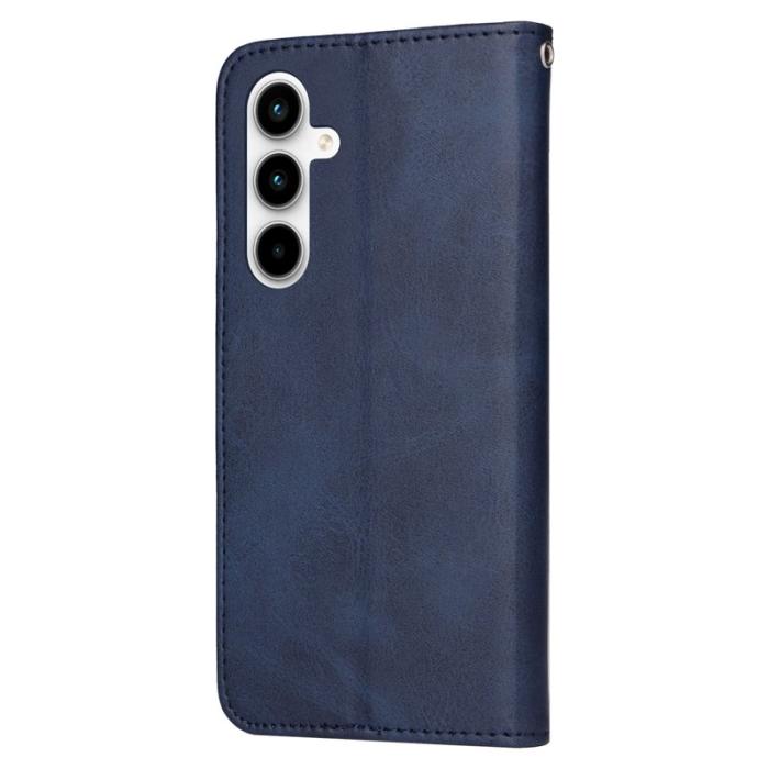 OEM - Samsung Galaxy A35 5G Fodral Äkta Läder Ställ Skydd - Blå