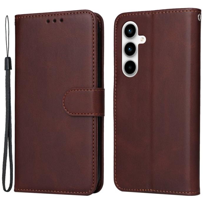 OEM - Samsung Galaxy A35 5G Fodral Äkta Läder Ställ Skydd - Brun