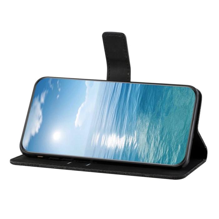 OEM - Samsung Galaxy A35 5G Fodral Äkta Läder Ställ Skydd - Svart