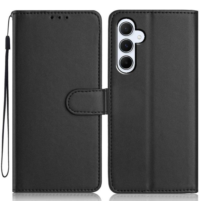 OEM - Samsung Galaxy A35 5G Fodral Äkta Läder Ställ - Svart