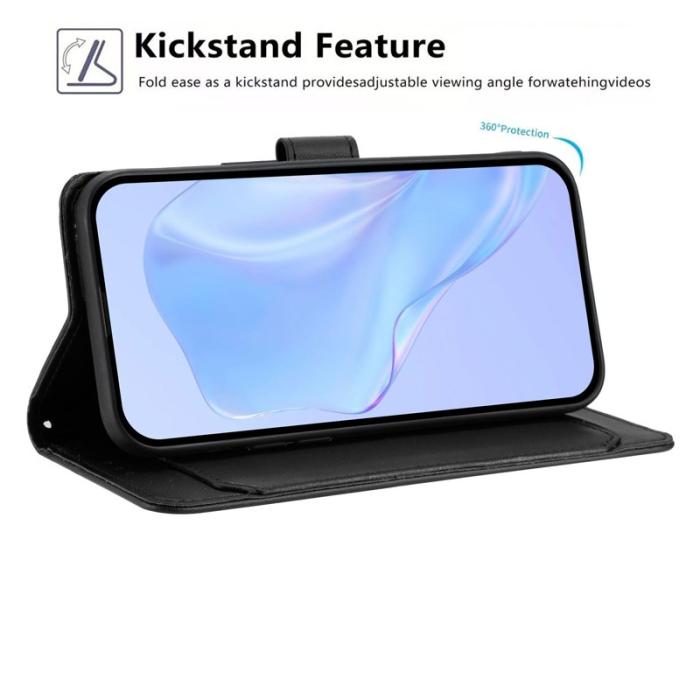 OEM - Samsung Galaxy A35 5G Fodral Äkta Läder Ställ - Svart