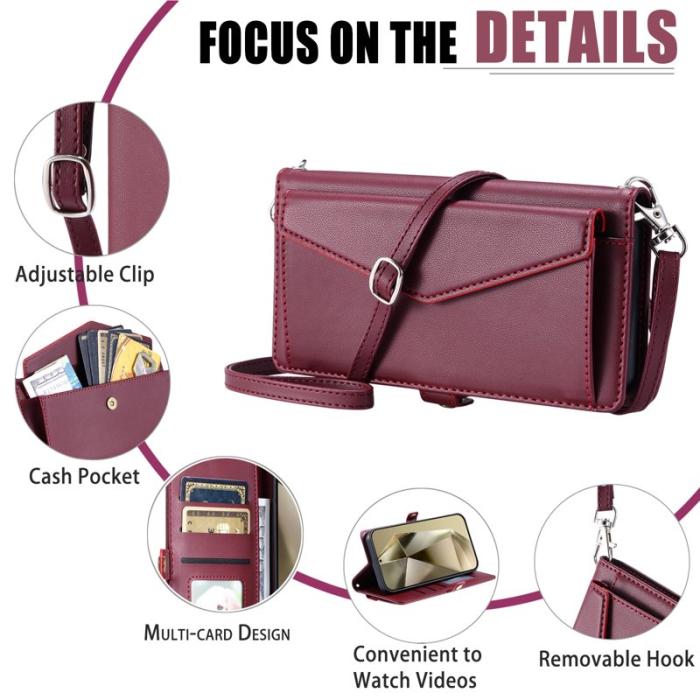 OEM - Samsung Galaxy A35 5G Fodral Äkta Läder Ställ - Vinröd