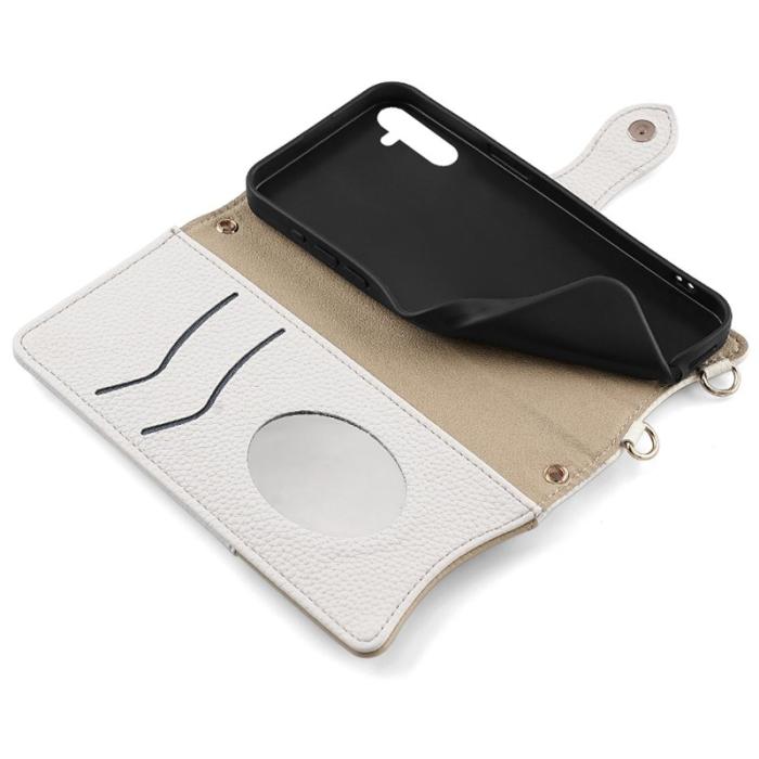 OEM - Samsung Galaxy A35 5G Fodral Äkta Läder Ställfunktion - Vit