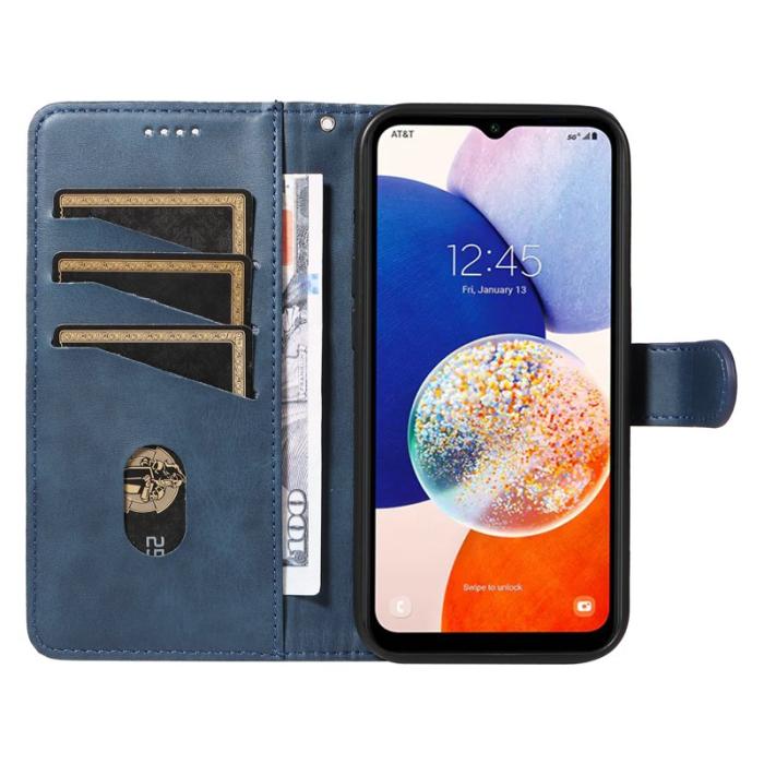 OEM - Samsung Galaxy A35 5G Fodral Äkta Läder Stötskydd - Blå