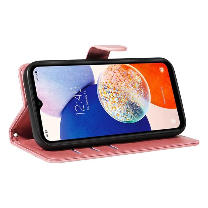 OEM - Samsung Galaxy A35 5G Fodral Äkta Läder Stötskydd - Roséguld