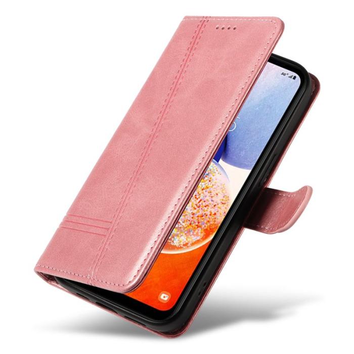 OEM - Samsung Galaxy A35 5G Fodral Äkta Läder Stötskydd - Roséguld