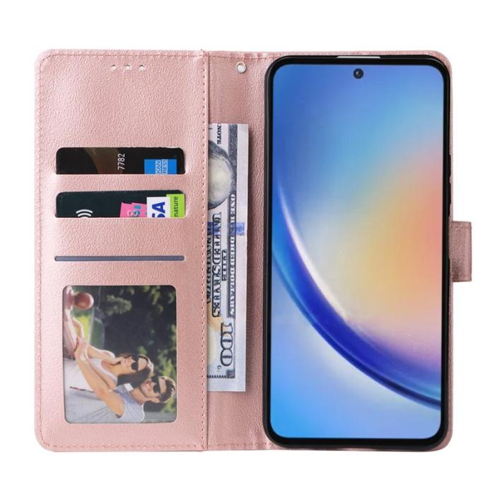 OEM - Samsung Galaxy A35 5G Fodral Anti-Scratch Konstläder Flip - Roséguld