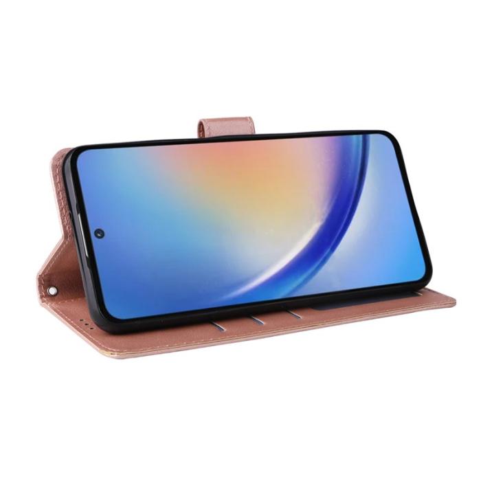 OEM - Samsung Galaxy A35 5G Fodral Anti-Scratch Konstläder Flip - Roséguld