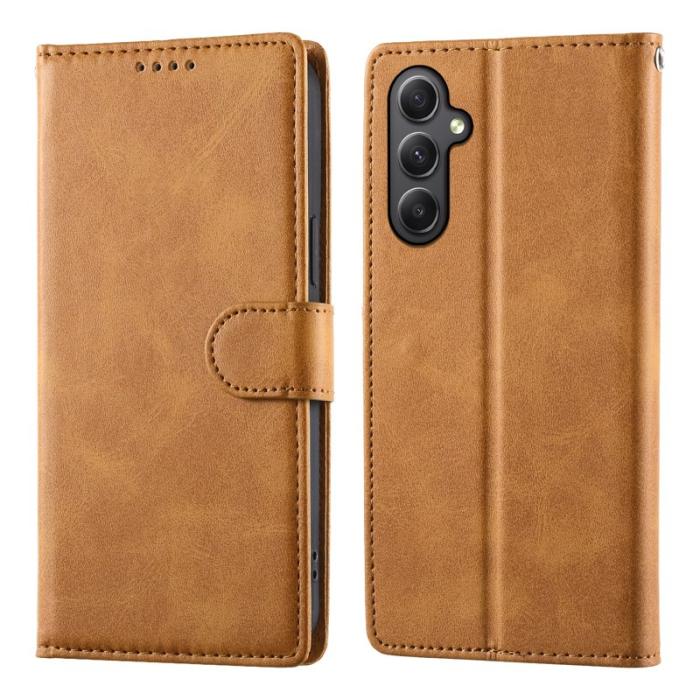 OEM - Samsung Galaxy A35 5G Fodral Flip Konstläder Kalvtextur - Gul