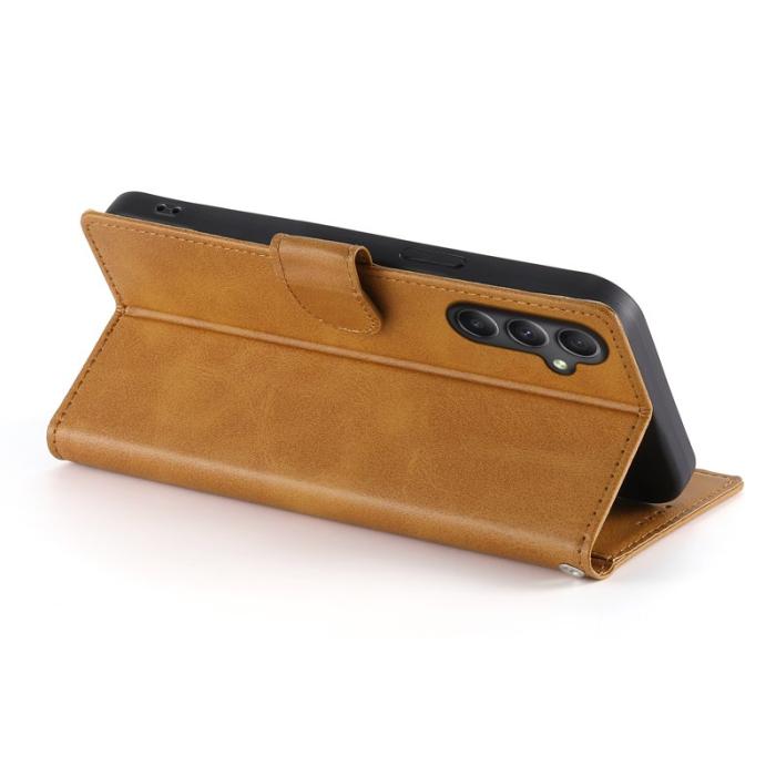 OEM - Samsung Galaxy A35 5G Fodral Flip Konstläder Kalvtextur - Gul