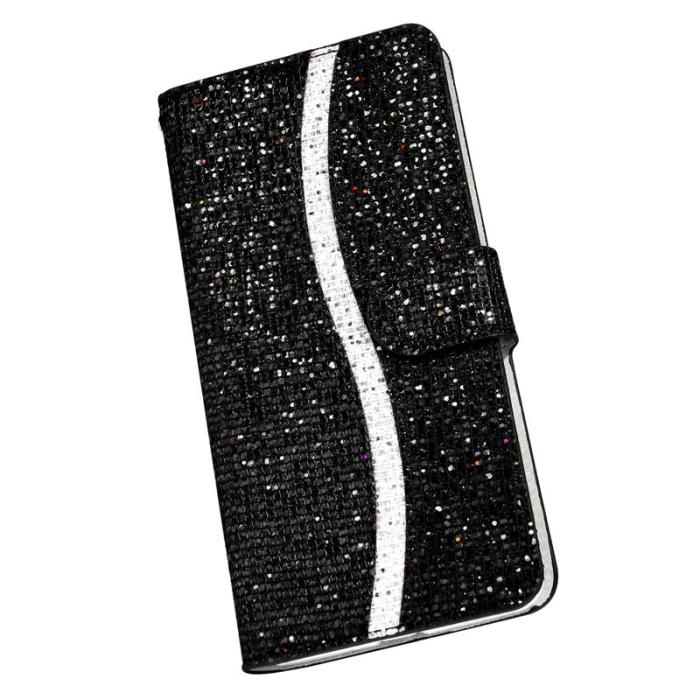 OEM - Samsung Galaxy A35 5G Fodral Glitter Splicing Konstläder Flip - Svart