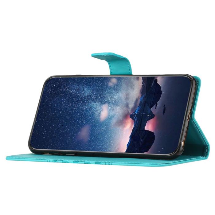 OEM - Samsung Galaxy A35 5G Fodral Impräntad Romb Ställ Läder - Ljusblå