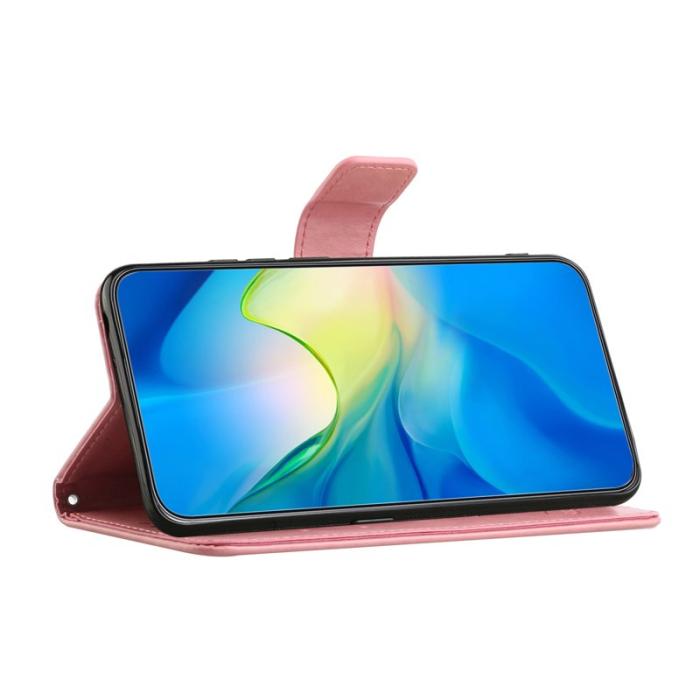 OEM - Samsung Galaxy A35 5G Fodral Imprignerat Konstläder Ställ - Rosa