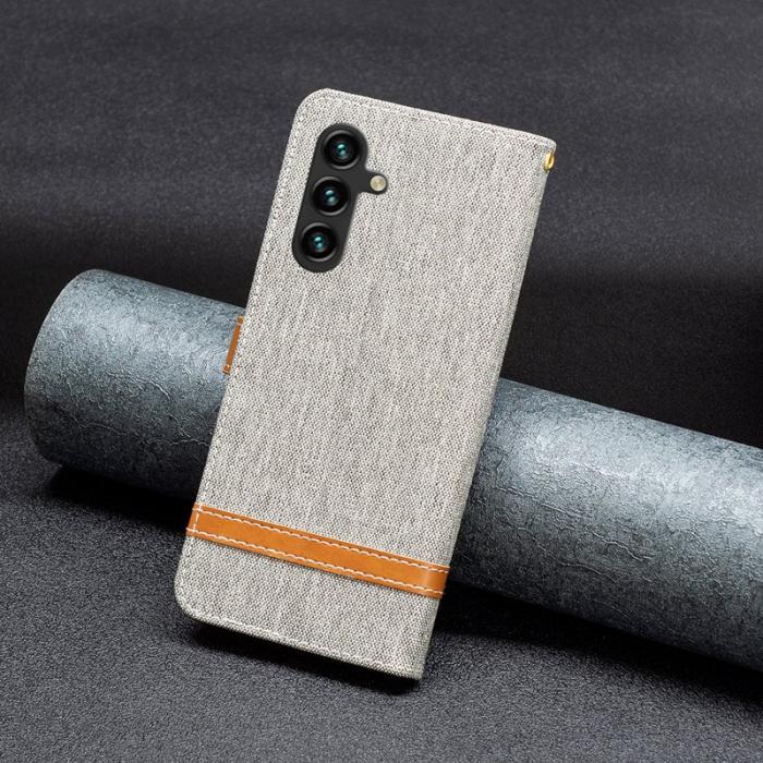 OEM - Samsung Galaxy A35 5G Fodral Jeans Tyg Konstläder - Grå