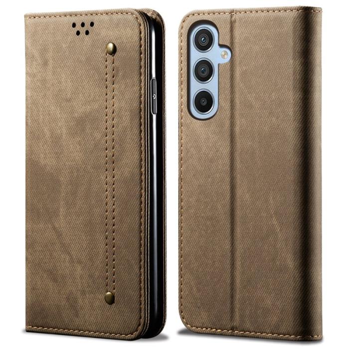 OEM - Samsung Galaxy A35 5G Fodral Jeans Tyg Konstläder - Khaki
