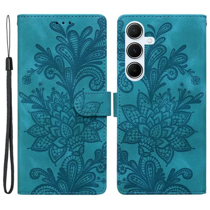 OEM - Samsung Galaxy A35 5G Fodral Konstläder Blommor - Grön