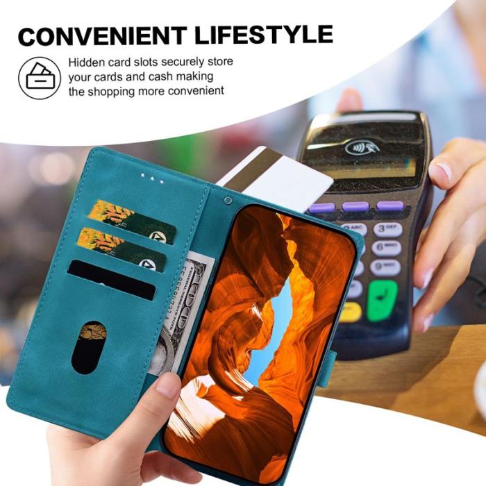 OEM - Samsung Galaxy A35 5G Fodral Konstläder Blommor - Grön