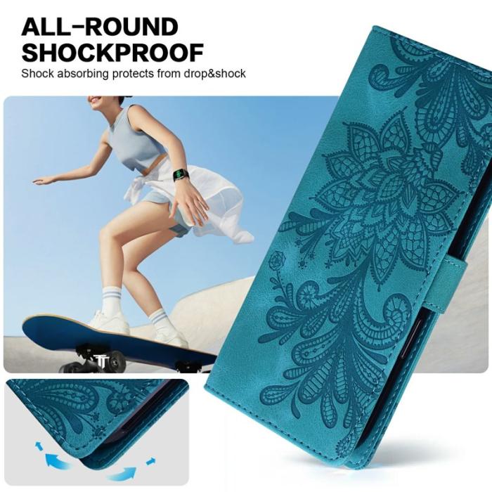 OEM - Samsung Galaxy A35 5G Fodral Konstläder Blommor - Grön