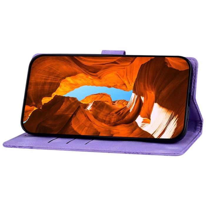 OEM - Samsung Galaxy A35 5G Fodral Konstläder Blommor - Lila