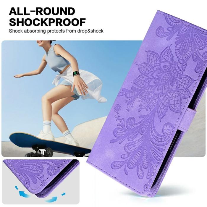 OEM - Samsung Galaxy A35 5G Fodral Konstläder Blommor - Lila