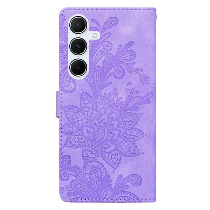 OEM - Samsung Galaxy A35 5G Fodral Konstläder Blommor - Lila