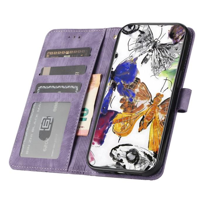 OEM - Samsung Galaxy A35 5G Fodral Konstläder Fjärilar - Lila