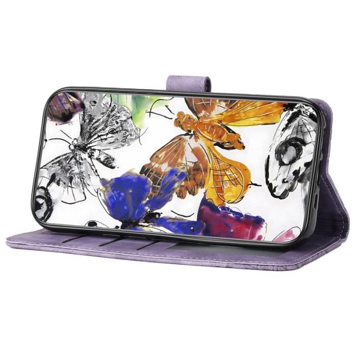 OEM - Samsung Galaxy A35 5G Fodral Konstläder Fjärilar - Lila