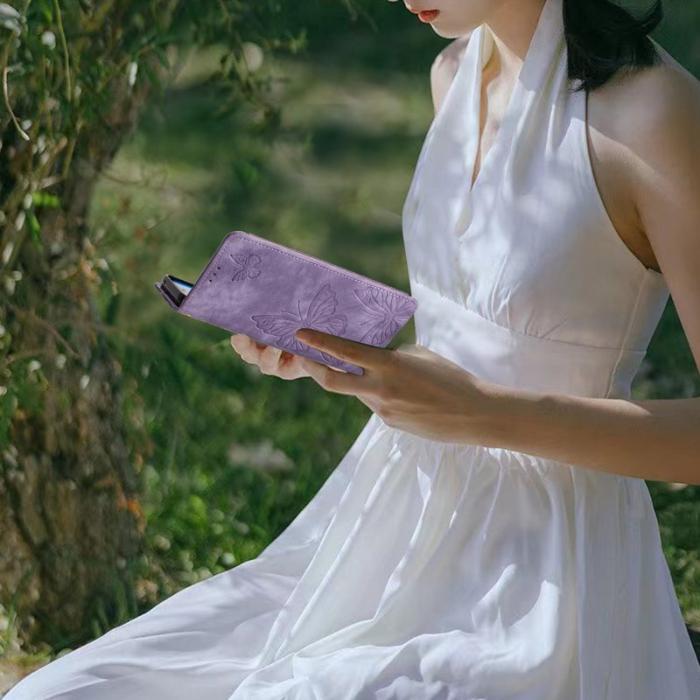 OEM - Samsung Galaxy A35 5G Fodral Konstläder Fjärilar - Lila