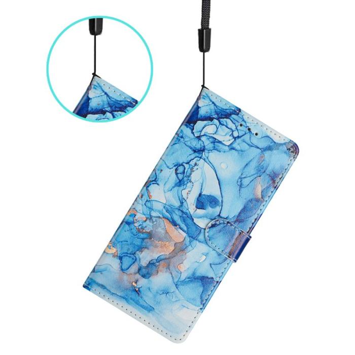 OEM - Samsung Galaxy A35 5G Fodral Konstläder Flip Cover - Blå Marmor