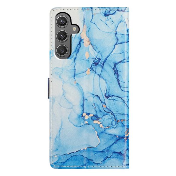 OEM - Samsung Galaxy A35 5G Fodral Konstläder Flip Cover - Blå Marmor