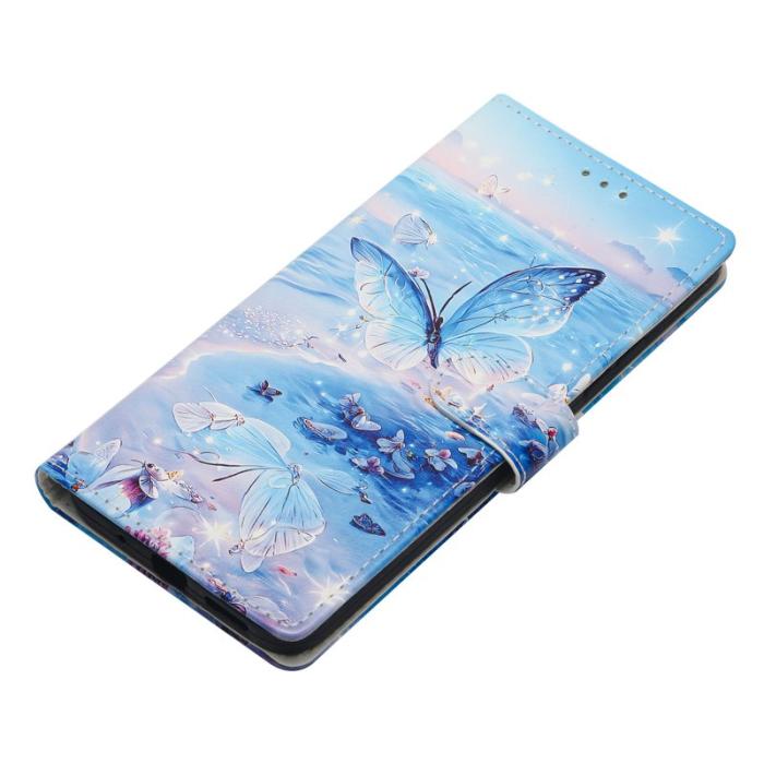 OEM - Samsung Galaxy A35 5G Fodral Konstläder Flip Cover - Ocean Butterfly