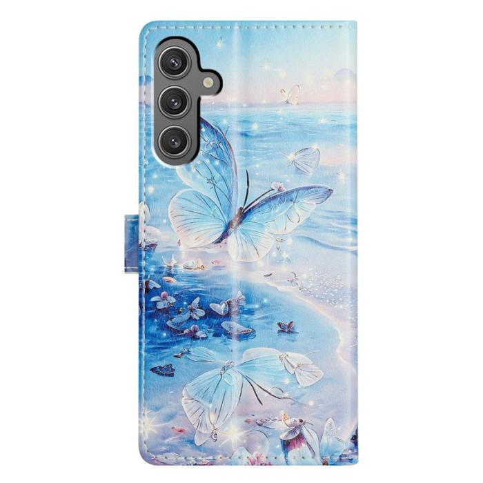 OEM - Samsung Galaxy A35 5G Fodral Konstläder Flip Cover - Ocean Butterfly