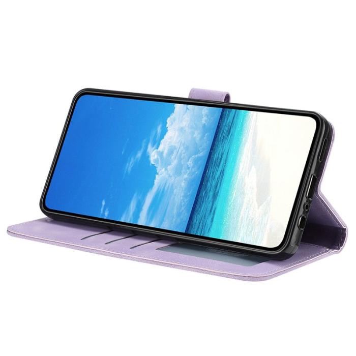 OEM - Samsung Galaxy A35 5G Fodral Konstläder Rosmönster - Ljuslila