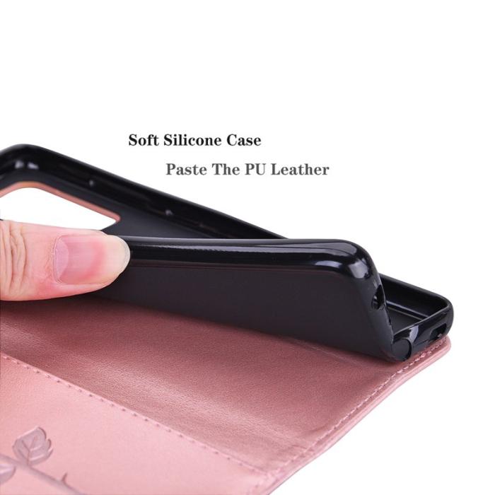 OEM - Samsung Galaxy A35 5G Fodral Konstläder Rosmönster - Roséguld