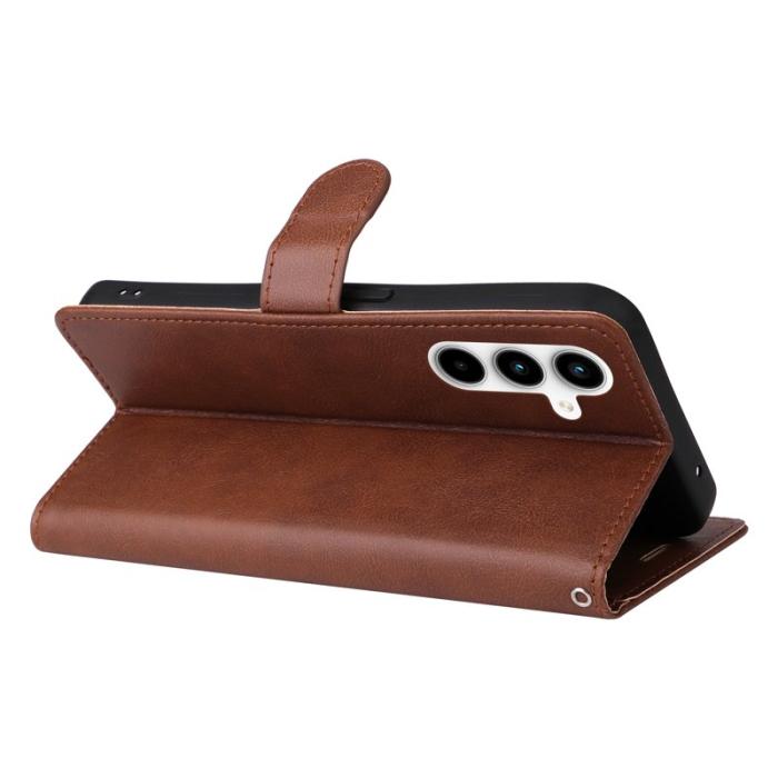 OEM - Samsung Galaxy A35 5G Fodral Konstläder Ställ - Brun