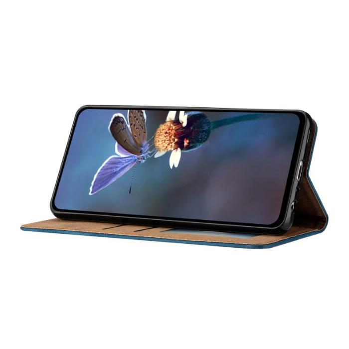 OEM - Samsung Galaxy A35 5G Fodral Konstläder Ställ Butterfly - Blå