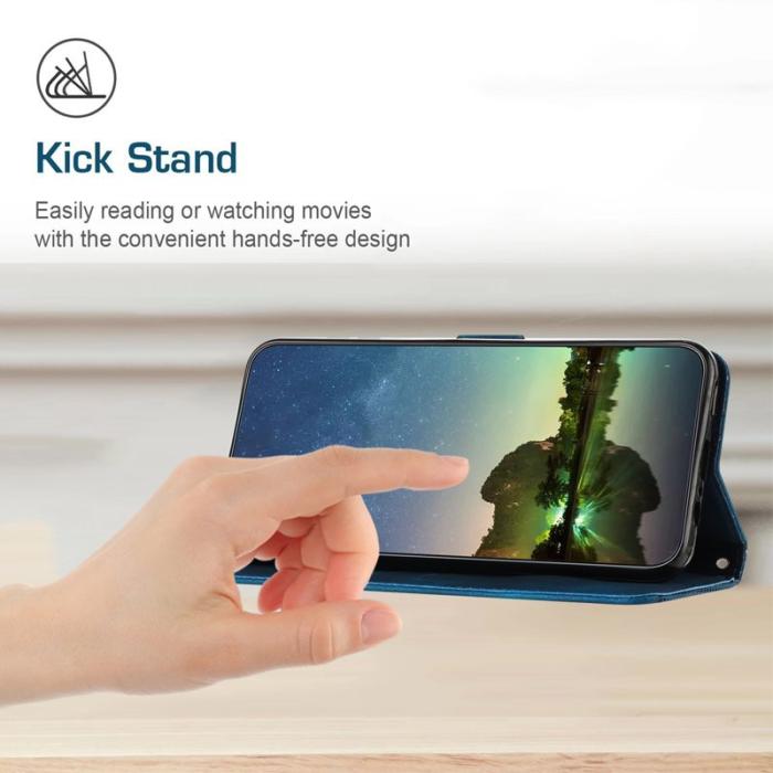 OEM - Samsung Galaxy A35 5G Fodral Konstläder Ställfodral - Safir