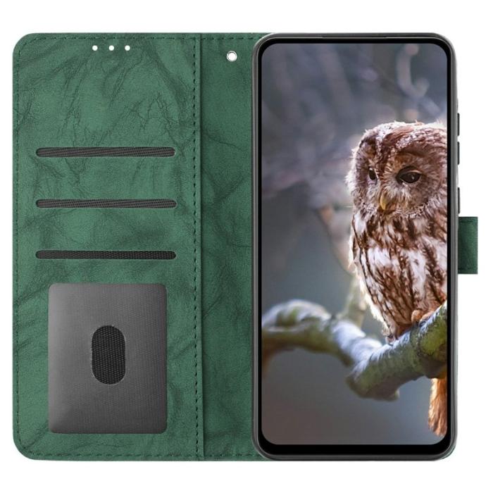 OEM - Samsung Galaxy A35 5G Fodral Konstläder Uggla - Grön