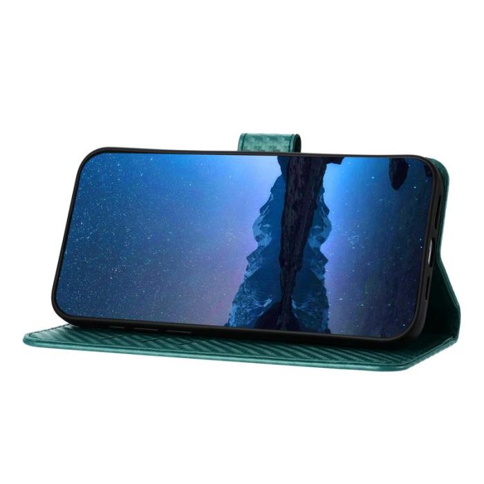 OEM - Samsung Galaxy A35 5G Fodral Läder Kolfiber - Svartgrön