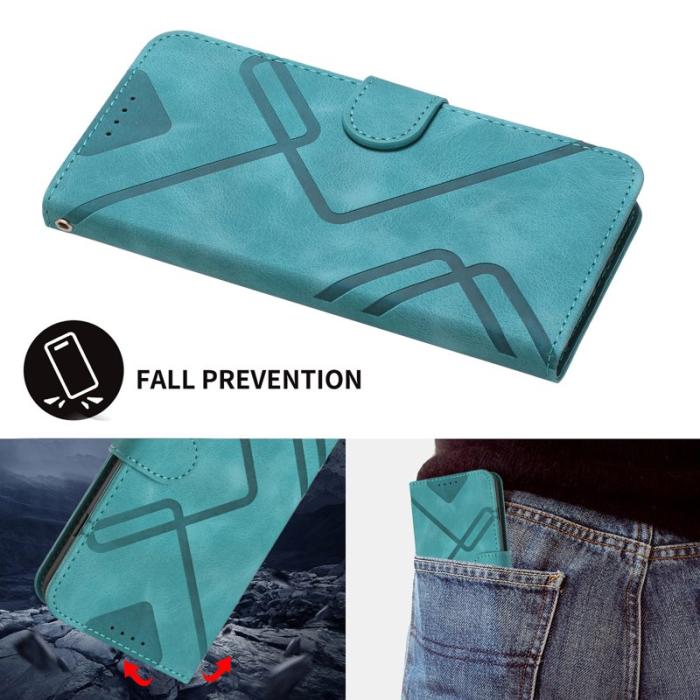 OEM - Samsung Galaxy A35 5G Fodral Linjeprägling Konstläder - Ljusblå