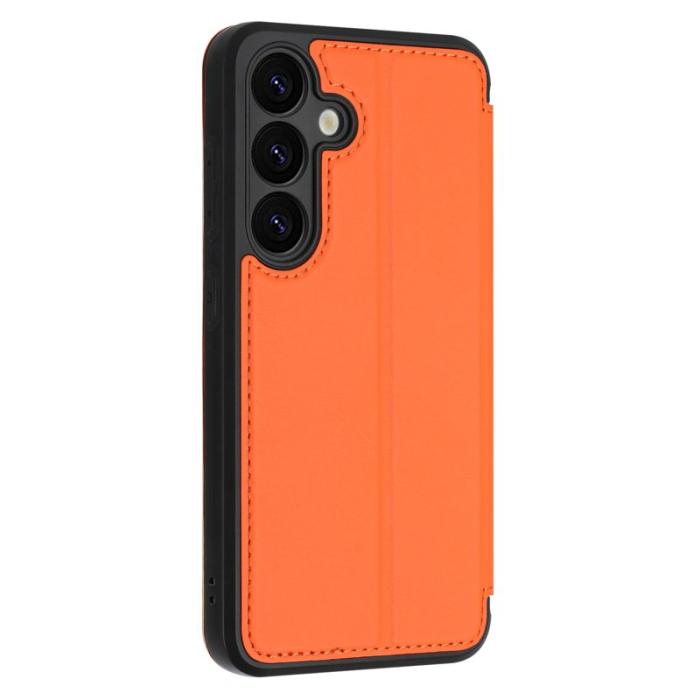 OEM - Samsung Galaxy A35 5G Fodral Magnetisk Stängning Äkta Läder - Orange