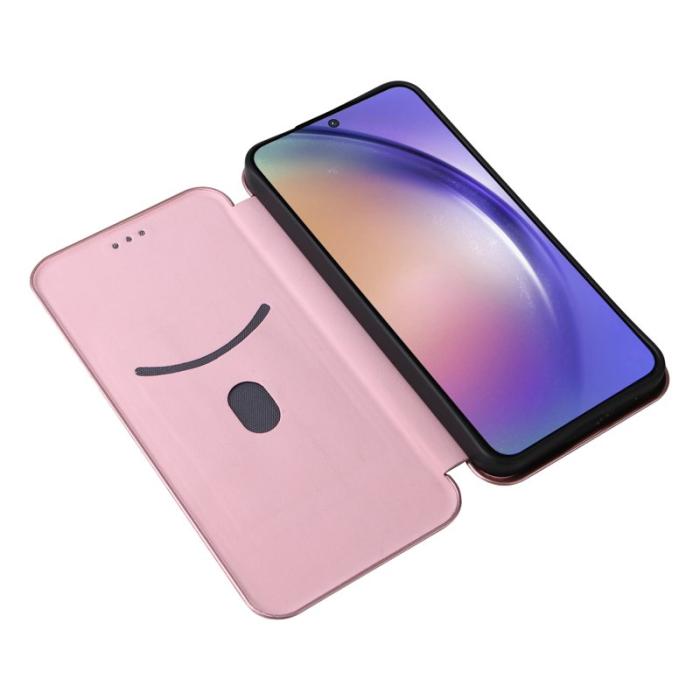 OEM - Samsung Galaxy A35 5G Fodral Magnetisk Stängning Äkta Läder - Roséguld