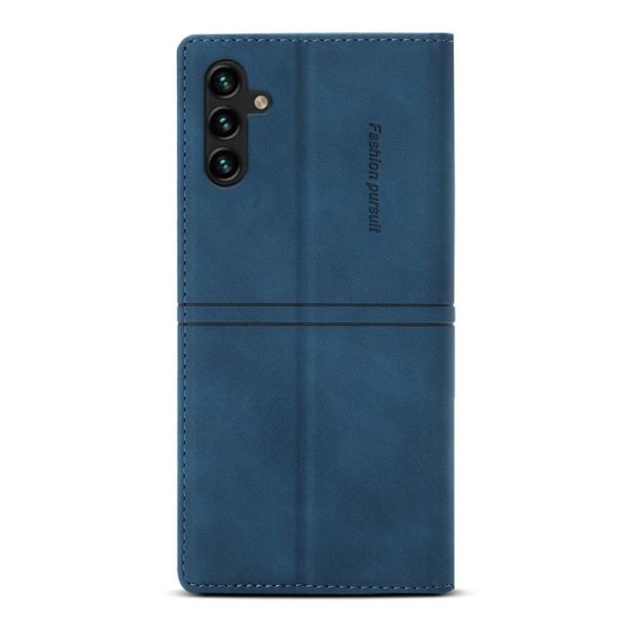 OEM - Samsung Galaxy A35 5G Fodral Magnetiskt Flip Ställ Äkta Läder - Blå