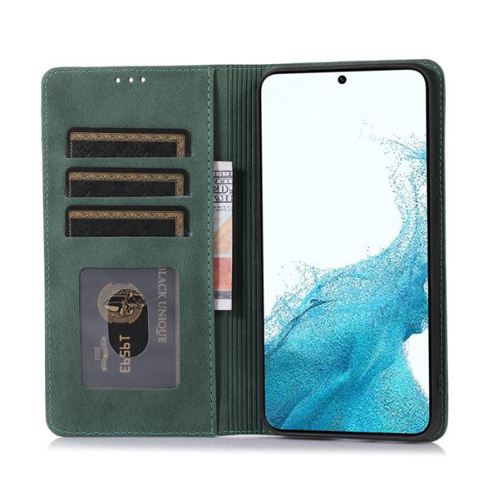 OEM - Samsung Galaxy A35 5G Fodral Magnetiskt Stängning Äkta Läder - Grön