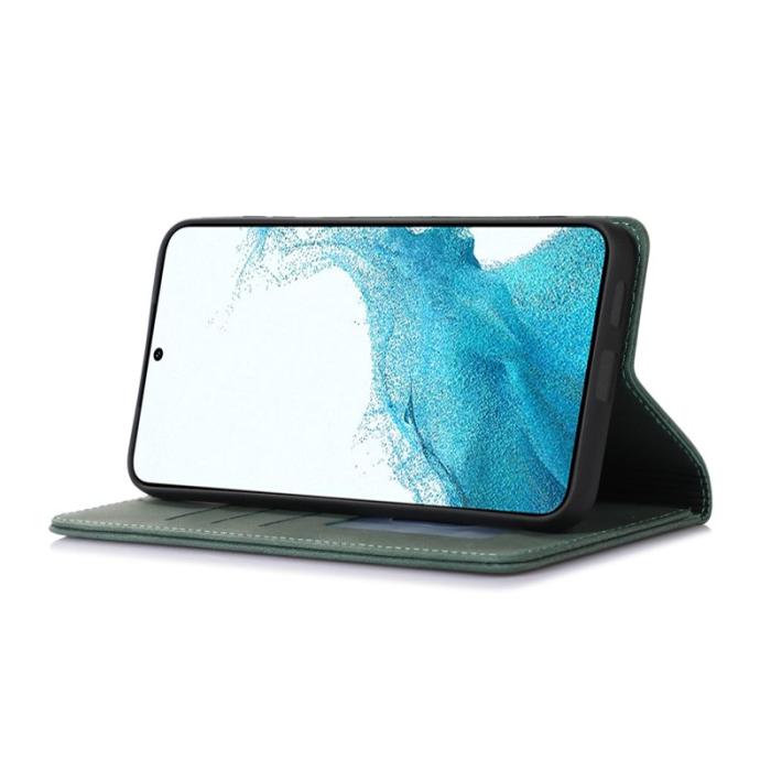 OEM - Samsung Galaxy A35 5G Fodral Magnetiskt Stängning Äkta Läder - Grön