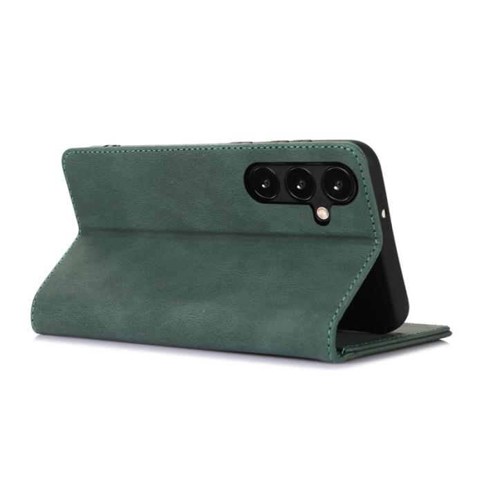 OEM - Samsung Galaxy A35 5G Fodral Magnetiskt Stängning Äkta Läder - Grön