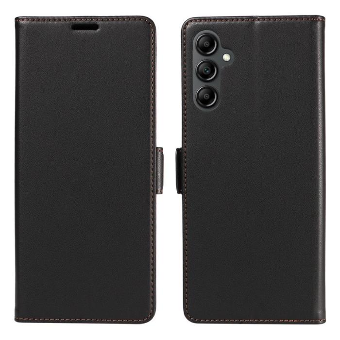 OEM - Samsung Galaxy A35 5G Fodral Magnetlås RFID Skydd Äkta Läder - Svart