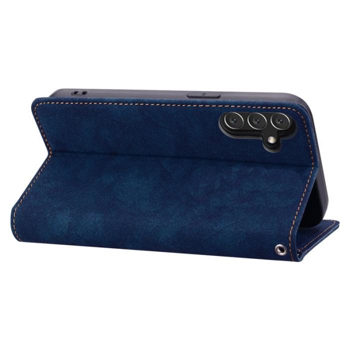 OEM - Samsung Galaxy A35 5G Fodral Mönster Äkta Läder - Blå