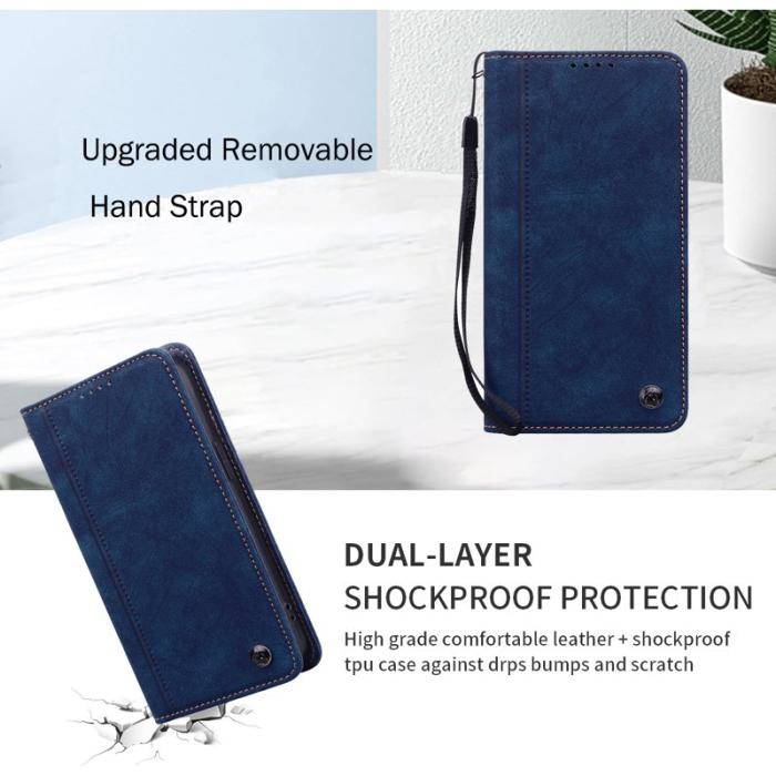 OEM - Samsung Galaxy A35 5G Fodral Mönster Äkta Läder - Blå